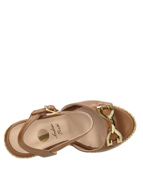 Zeppe in pelle e rafia ANDREA PINTO | 854 NAPPA+RAFIA+MORSETTOCUOIO-BEIGE